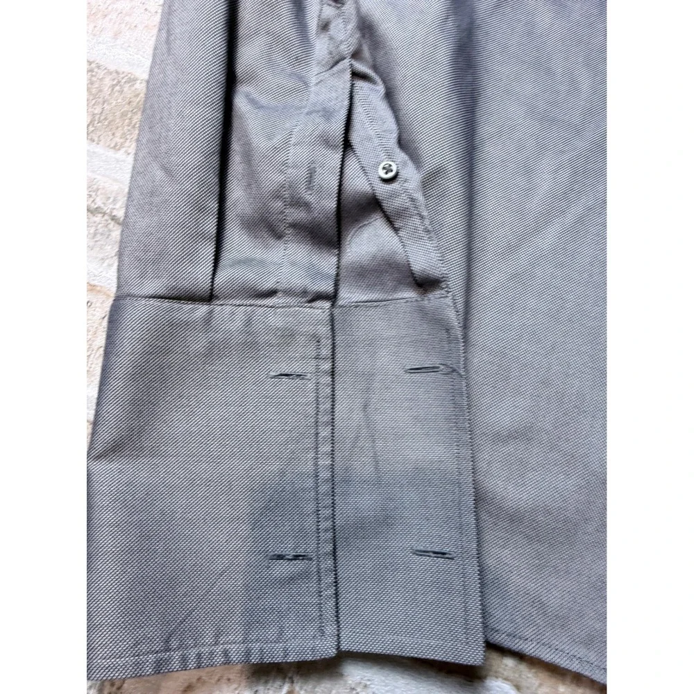 Banana Republic Mens Non-Iron Slim Fit Dress‎ Shirt Grey French Cuff Large L